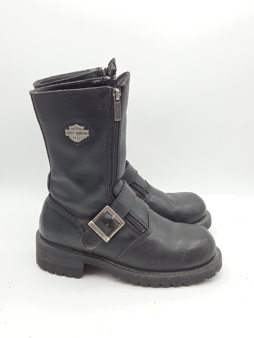 Haley Davidson Wayward Black Leather Half Calf Moto Boots Size Women's 7.5